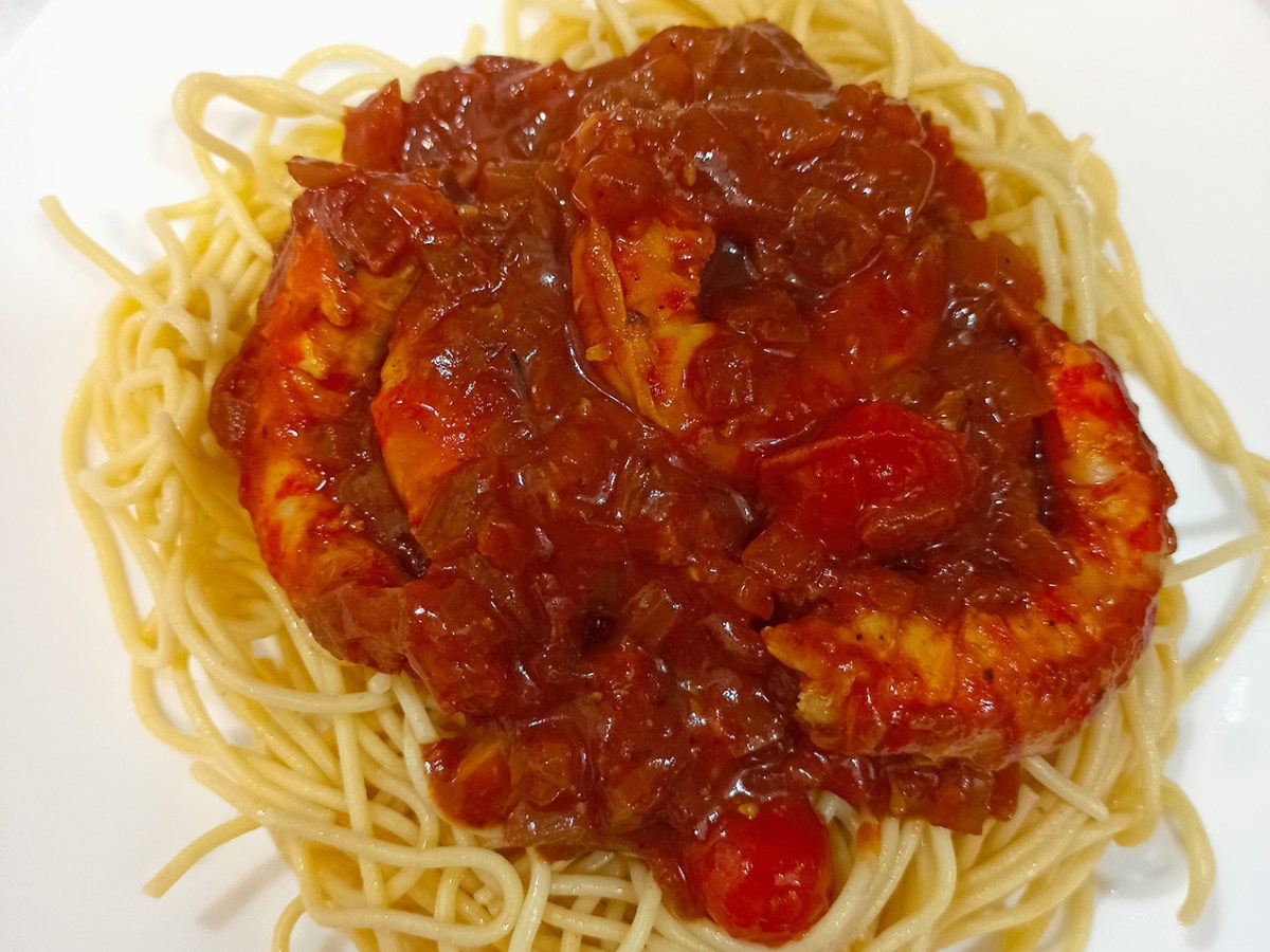 Spaghetti with shrimps